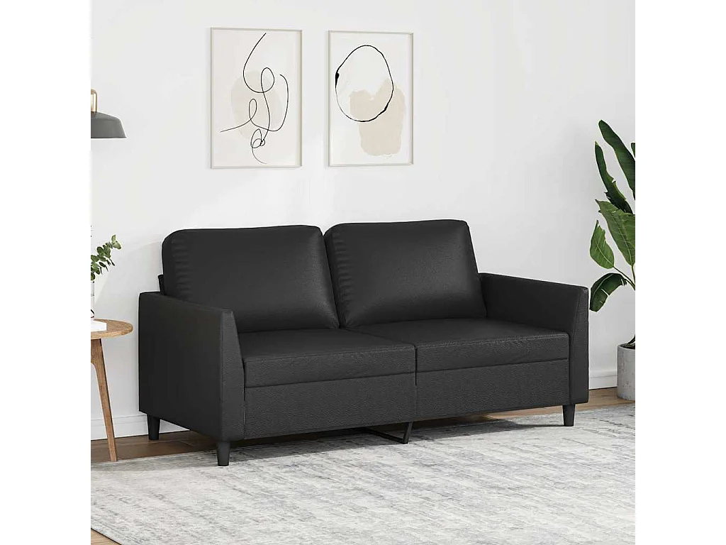 Sofá de 2 lugares 140 cm couro artificial preto