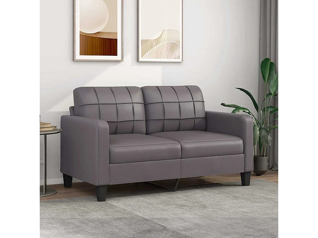 Tweezitsbank 140 cm kunstleer grijs