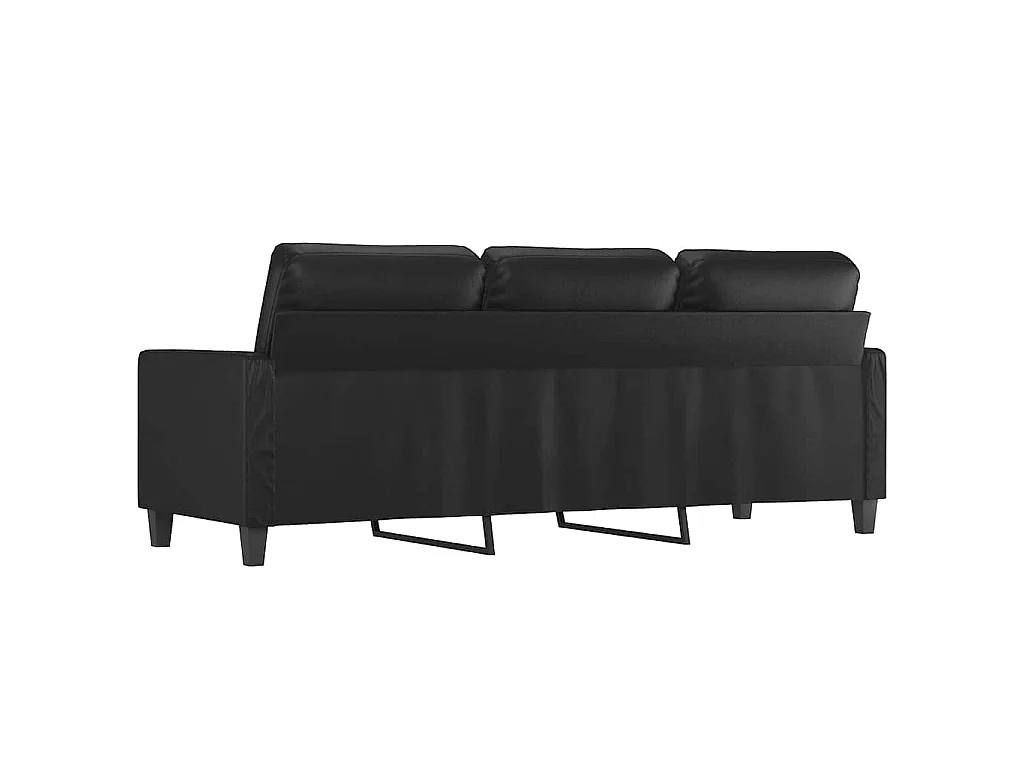 3-Sitzer-Sofa Schwarz 180 cm Kunstleder