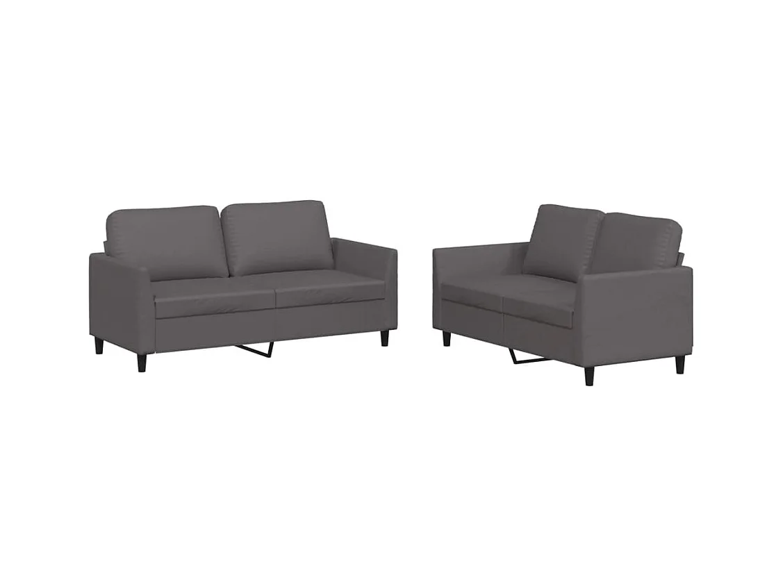 Ensemble de canapés 2 pcs avec coussins Gris Similicuir