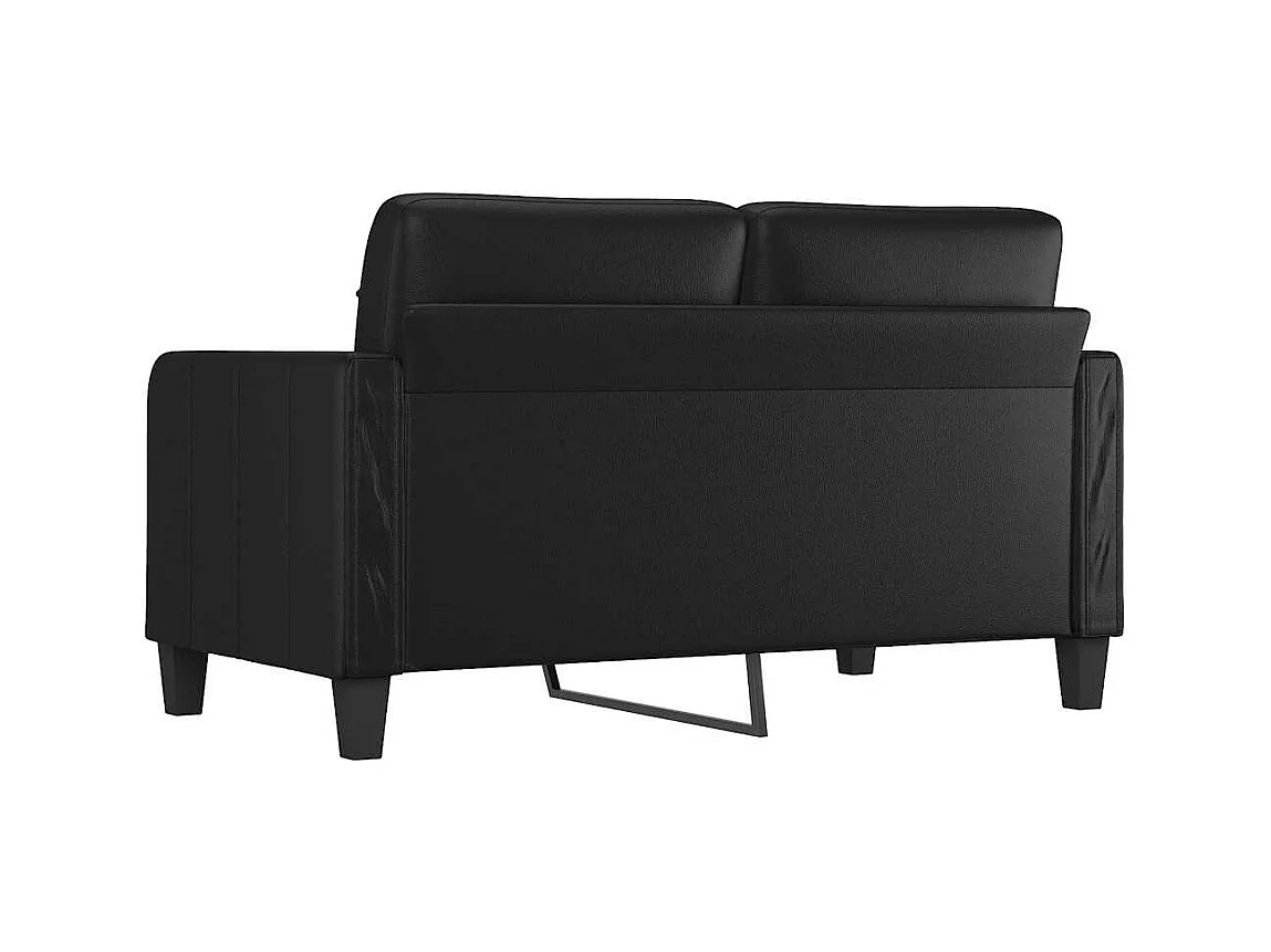 Sofá de 2 plazas de cuero sintético negro 140 cm