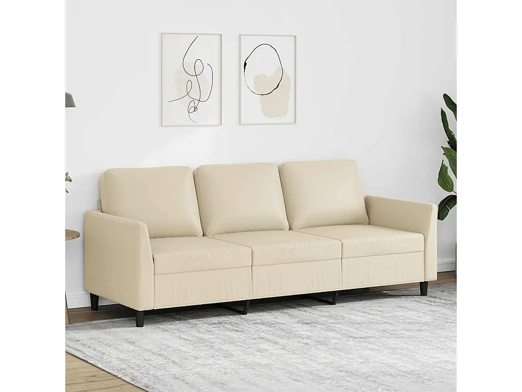 3-Sitzer-Sofa Creme 180 cm Kunstleder