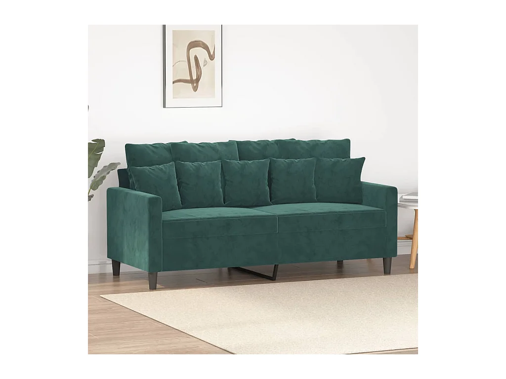Divano a 2 Posti Verde Scuro 140 cm in Velluto