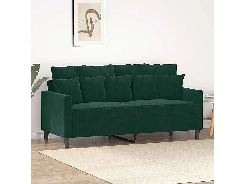 Divano a 2 Posti Verde Scuro 140 cm in Velluto