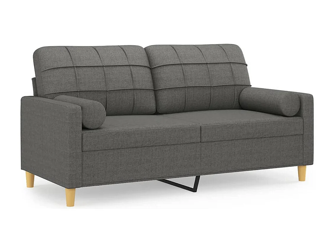 Divano a 2 Posti con Cuscini Grigio Scuro 140 cm in Tessuto