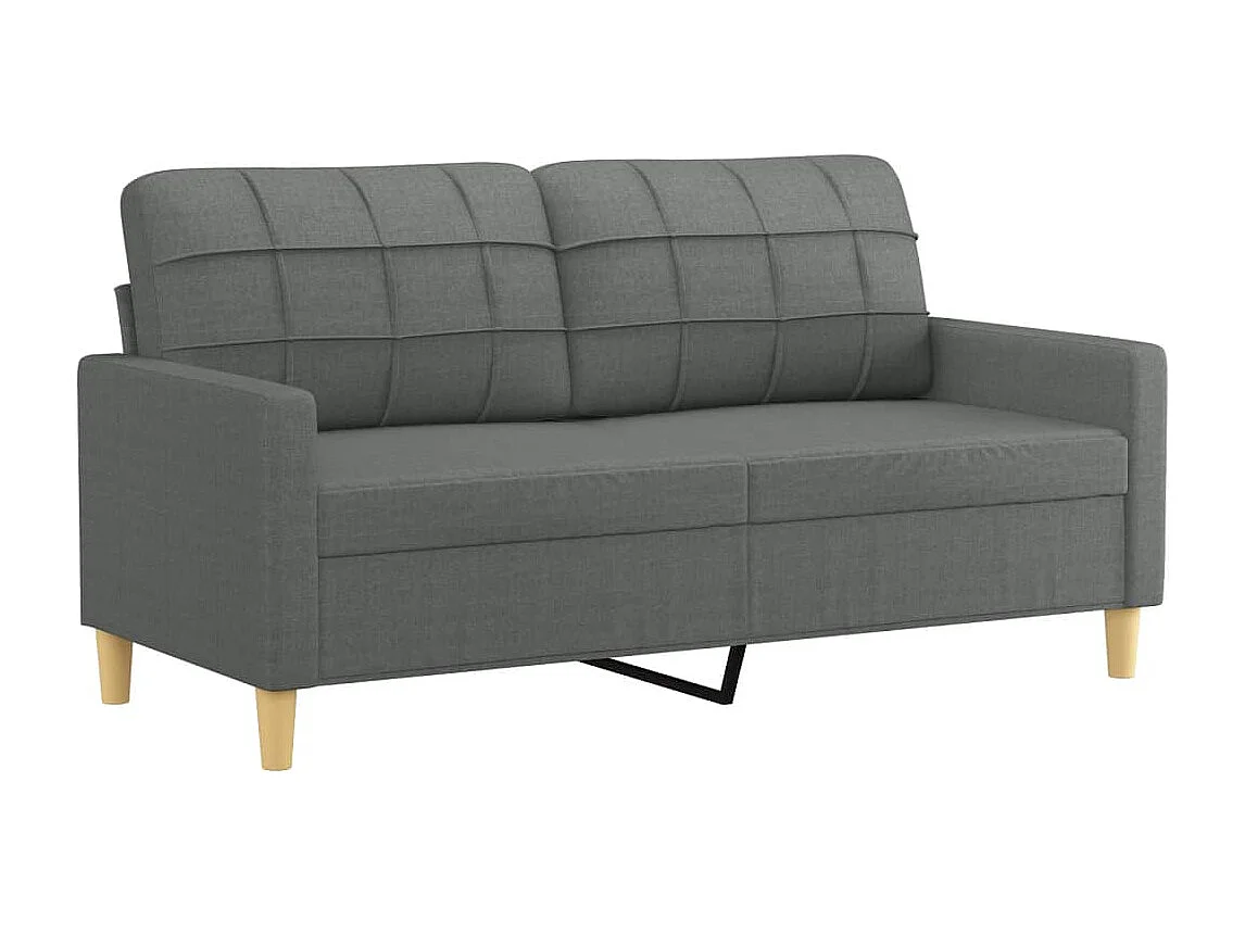 Divano a 2 Posti con Cuscini Grigio Scuro 140 cm in Tessuto