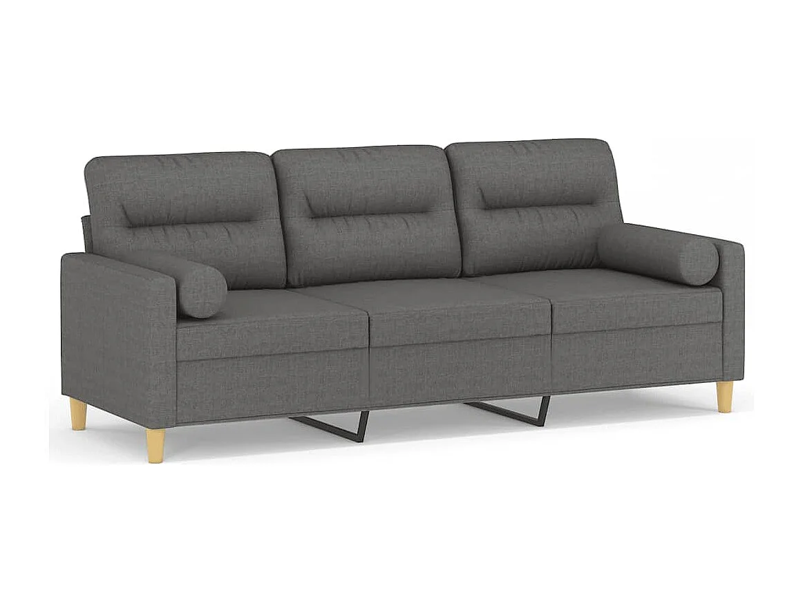 3-Sitzer-Sofa mit Zierkissen Dunkelgrau 180 cm Stoff