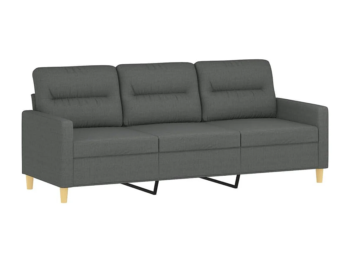 3-Sitzer-Sofa mit Zierkissen Dunkelgrau 180 cm Stoff