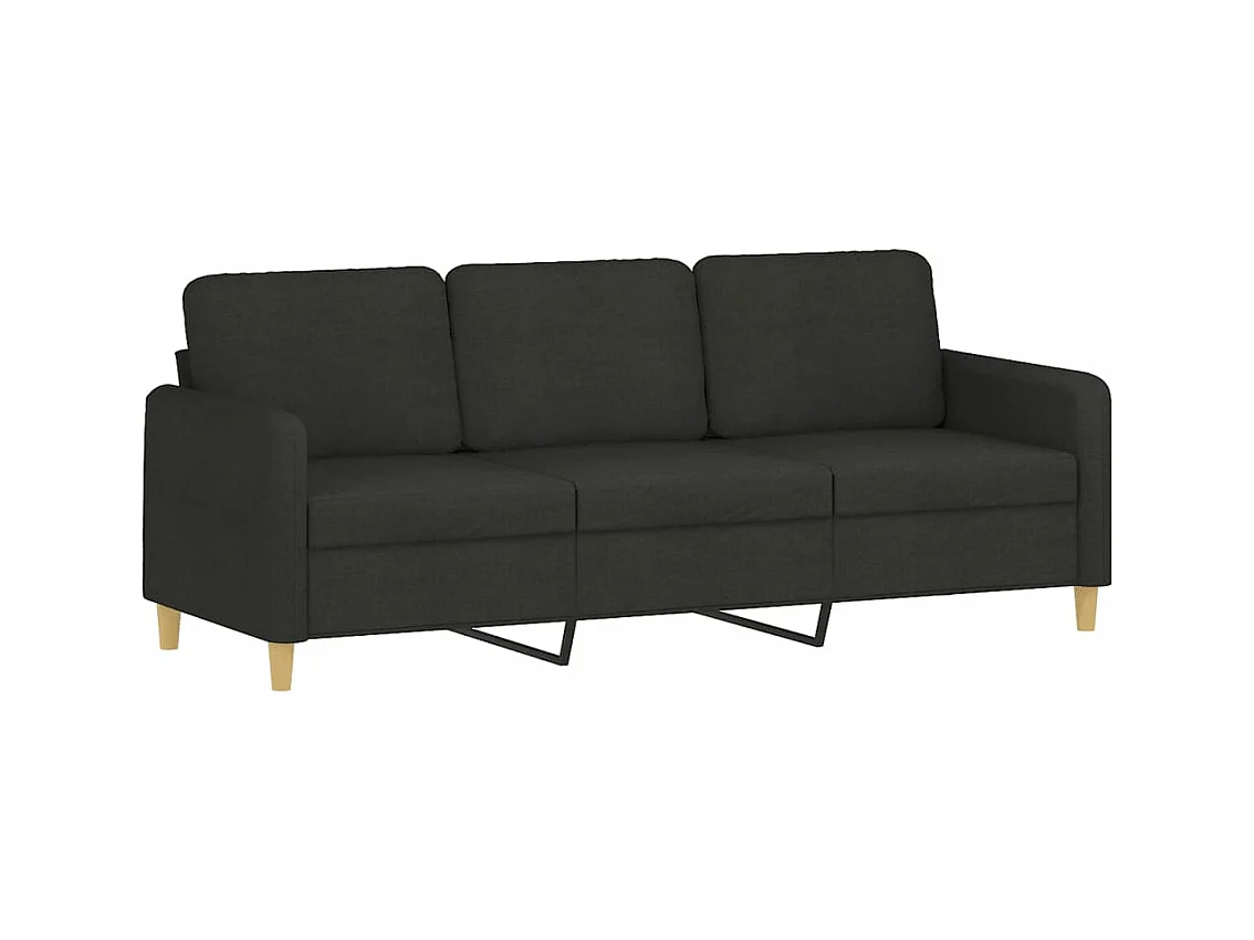 Canapé 3 places avec oreillers décoratifs noir 180 cm tissu