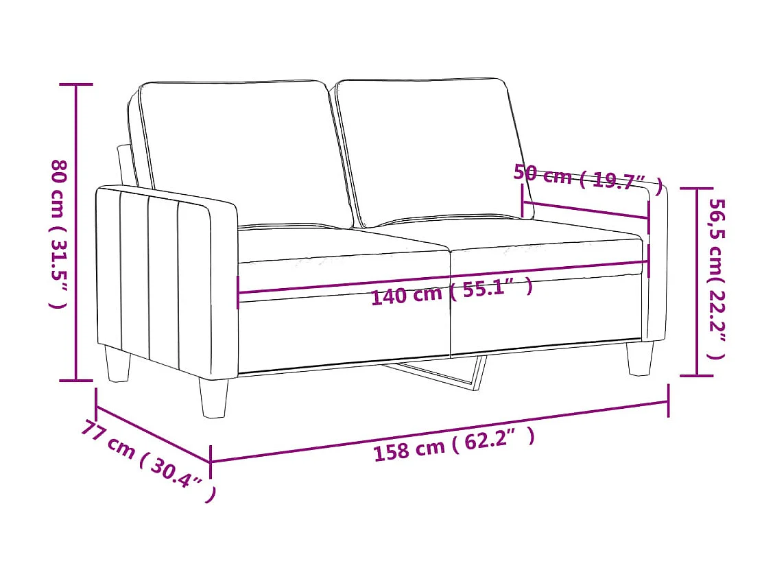 2-Sitzer-Sofa Dunkelgrau 140 cm Stoff