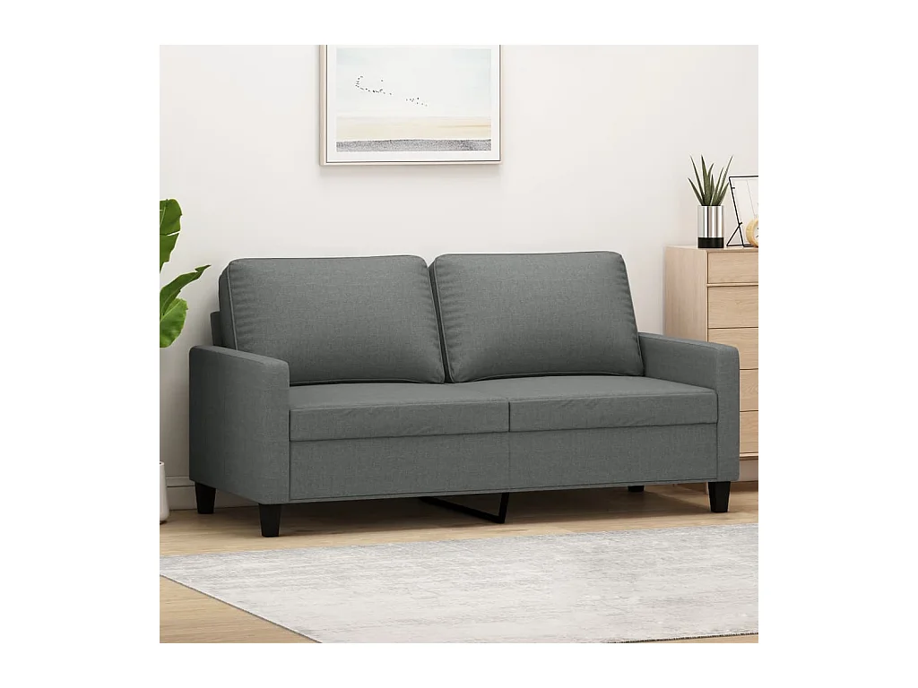 Canapé à 2 places Gris foncé 140 cm Tissu