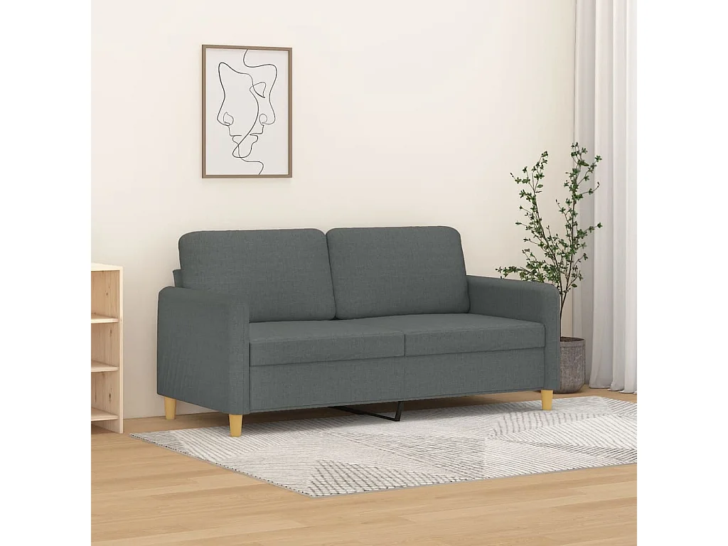Sofá de 2 plazas de tela gris oscuro 140 cm