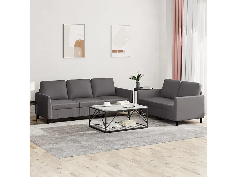 Ensemble de canapés 2 pcs avec coussins Gris Similicuir
