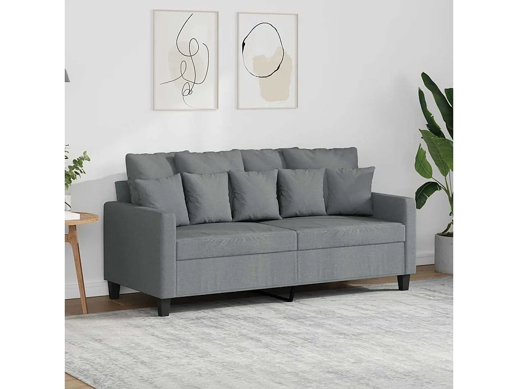 Canapé à 2 places Gris clair 140 cm Tissu