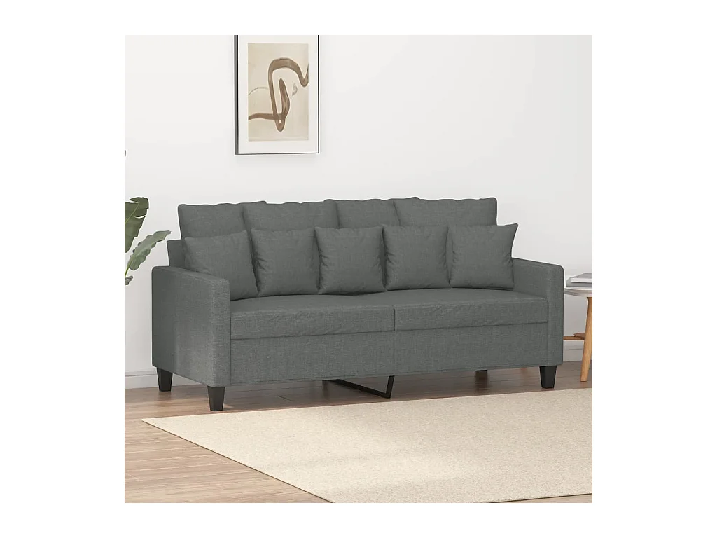 Canapé à 2 places Gris foncé 140 cm Tissu