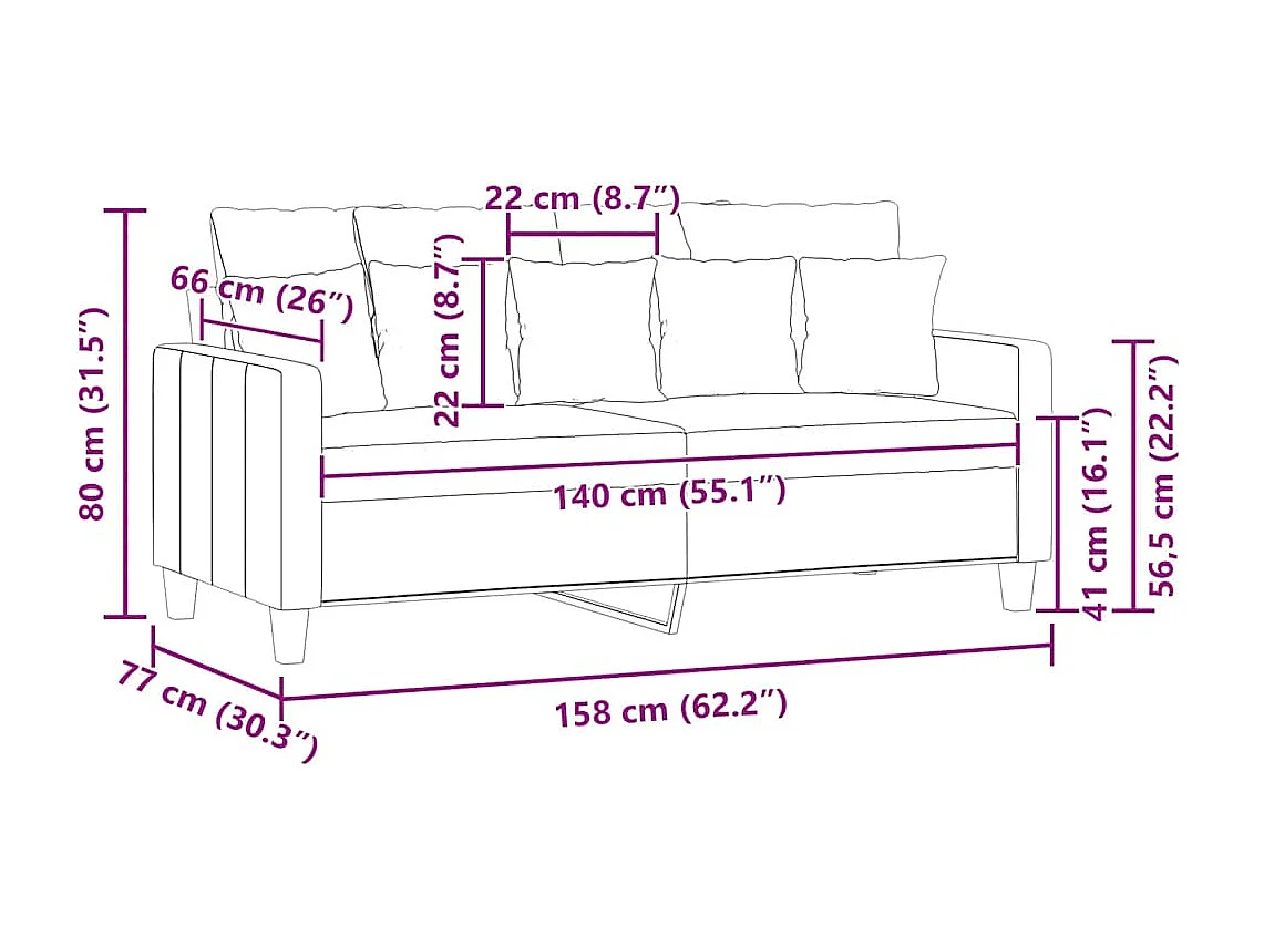 2-Sitzer-Sofa Dunkelgrau 140 cm Stoff