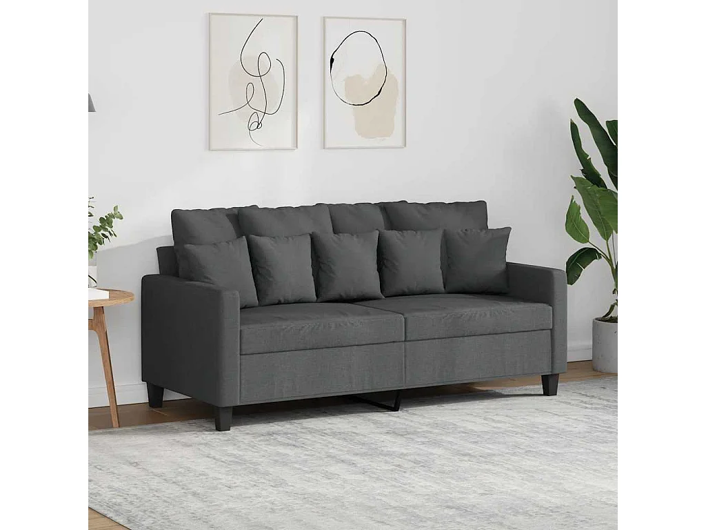 Divano a 2 Posti Grigio Scuro 140 cm in Tessuto
