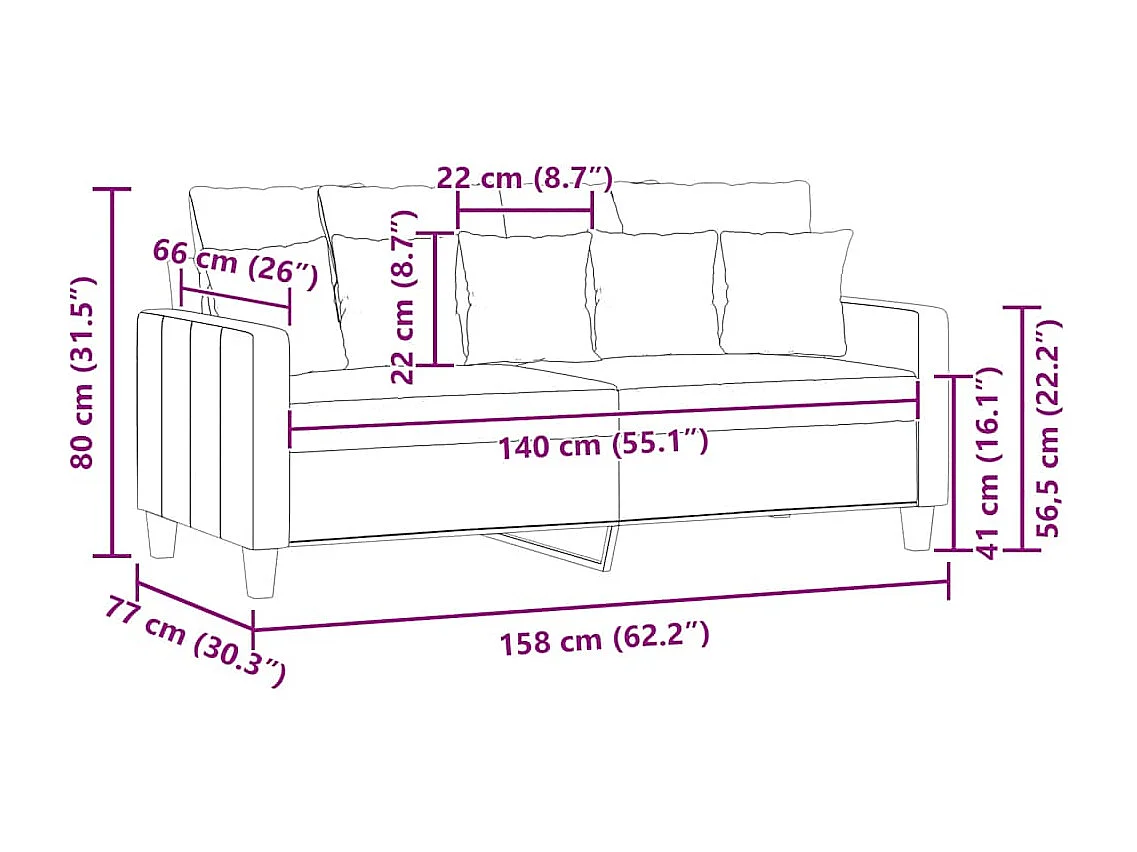 Divano a 2 Posti Grigio Scuro 140 cm in Tessuto