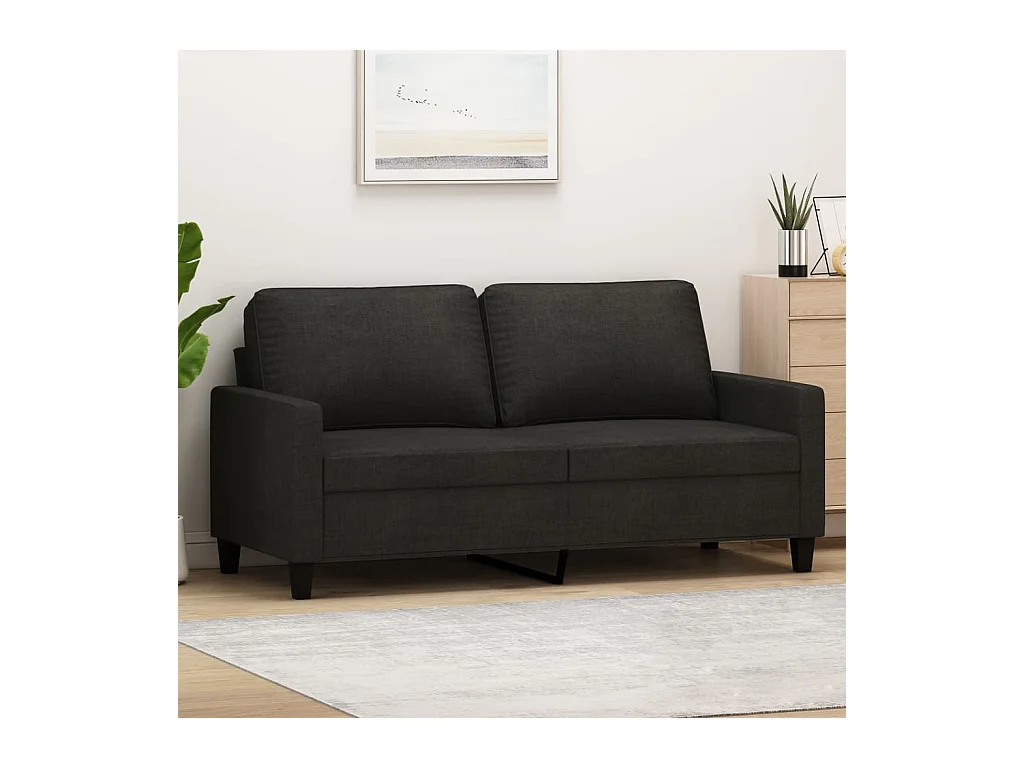 Canapé à 2 places Noir 140 cm Tissu
