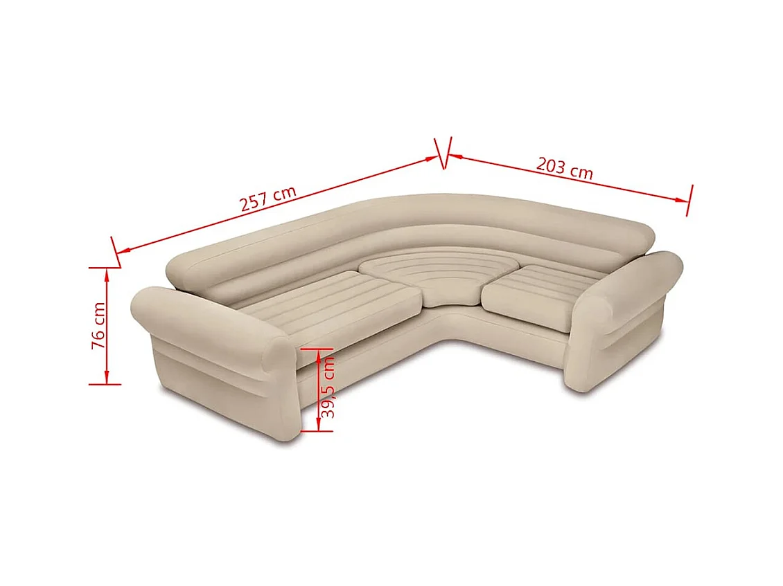 Hoekbank opblaasbaar 257x203x76 cm