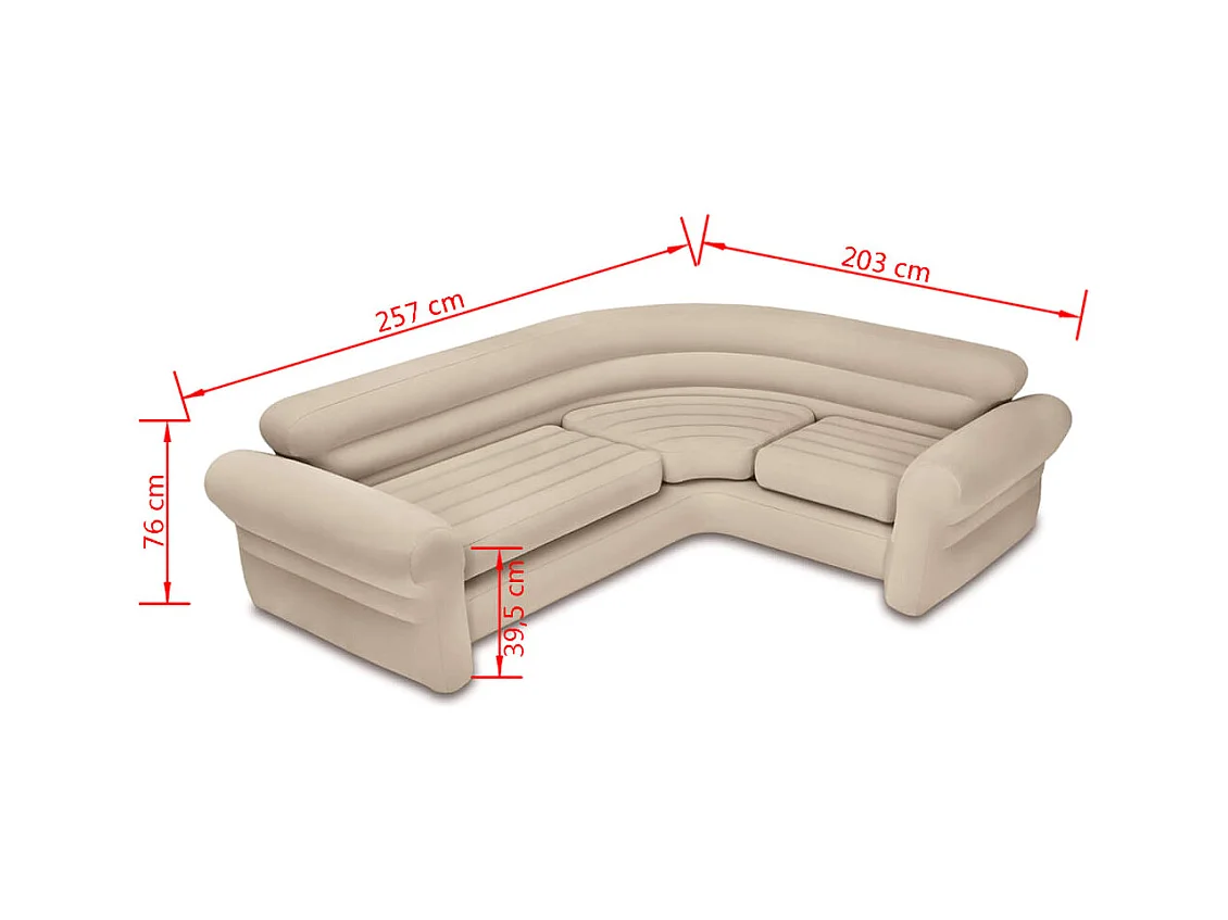 Hoekbank opblaasbaar 257x203x76 cm