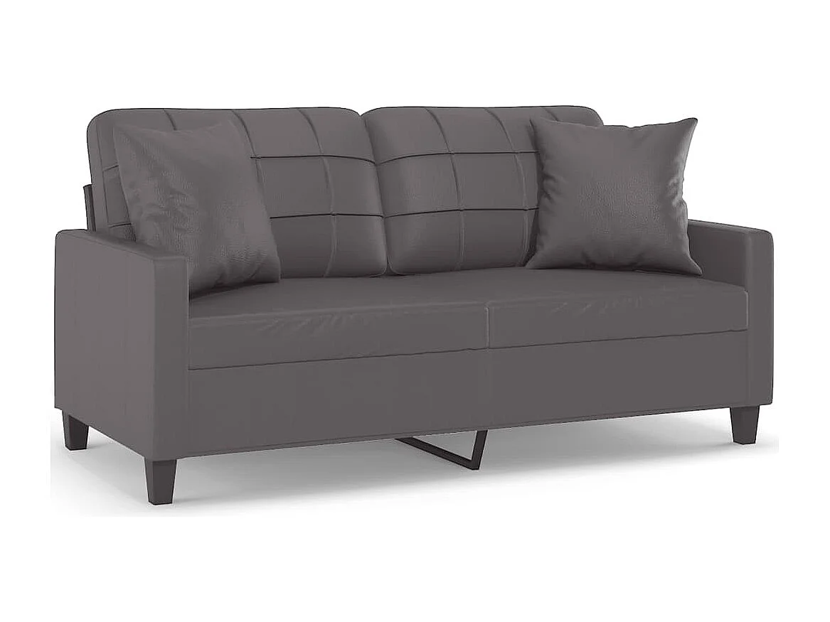 2-Sitzer-Sofa mit Zierkissen Grau 140 cm Kunstleder