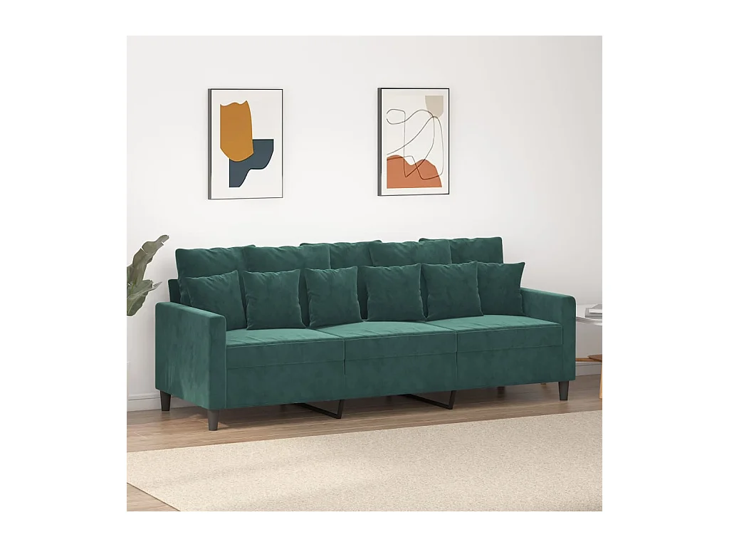 Canapé à 3 places Vert foncé 180 cm Velours