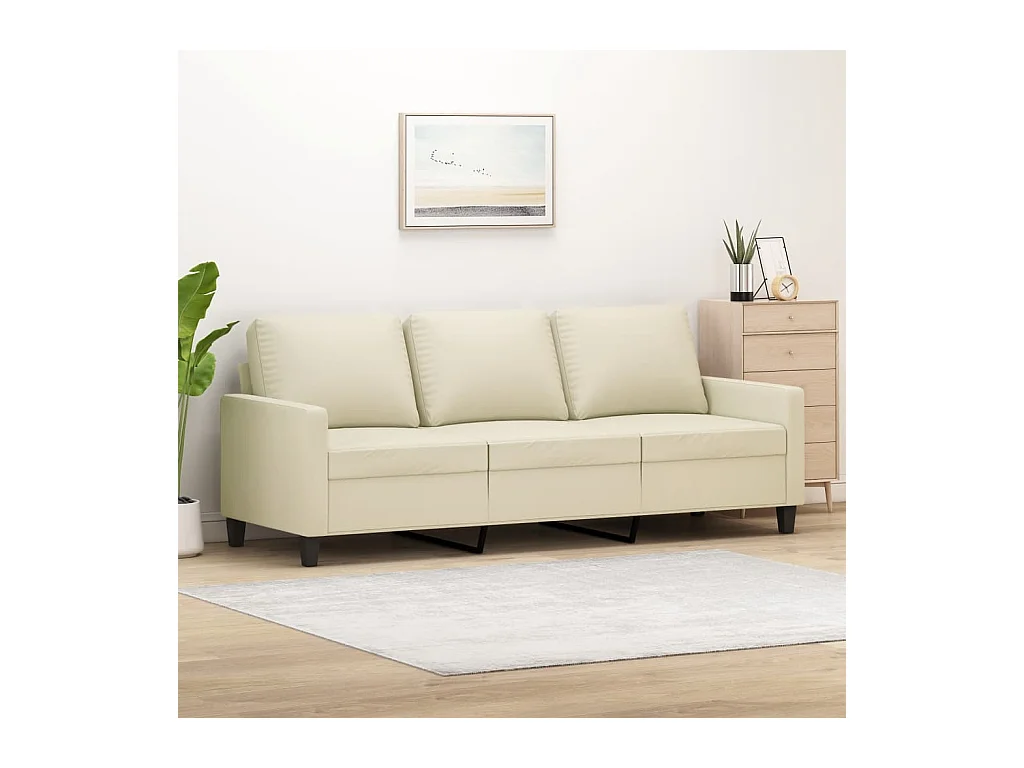 3-Sitzer-Sofa Creme 180 cm Kunstleder