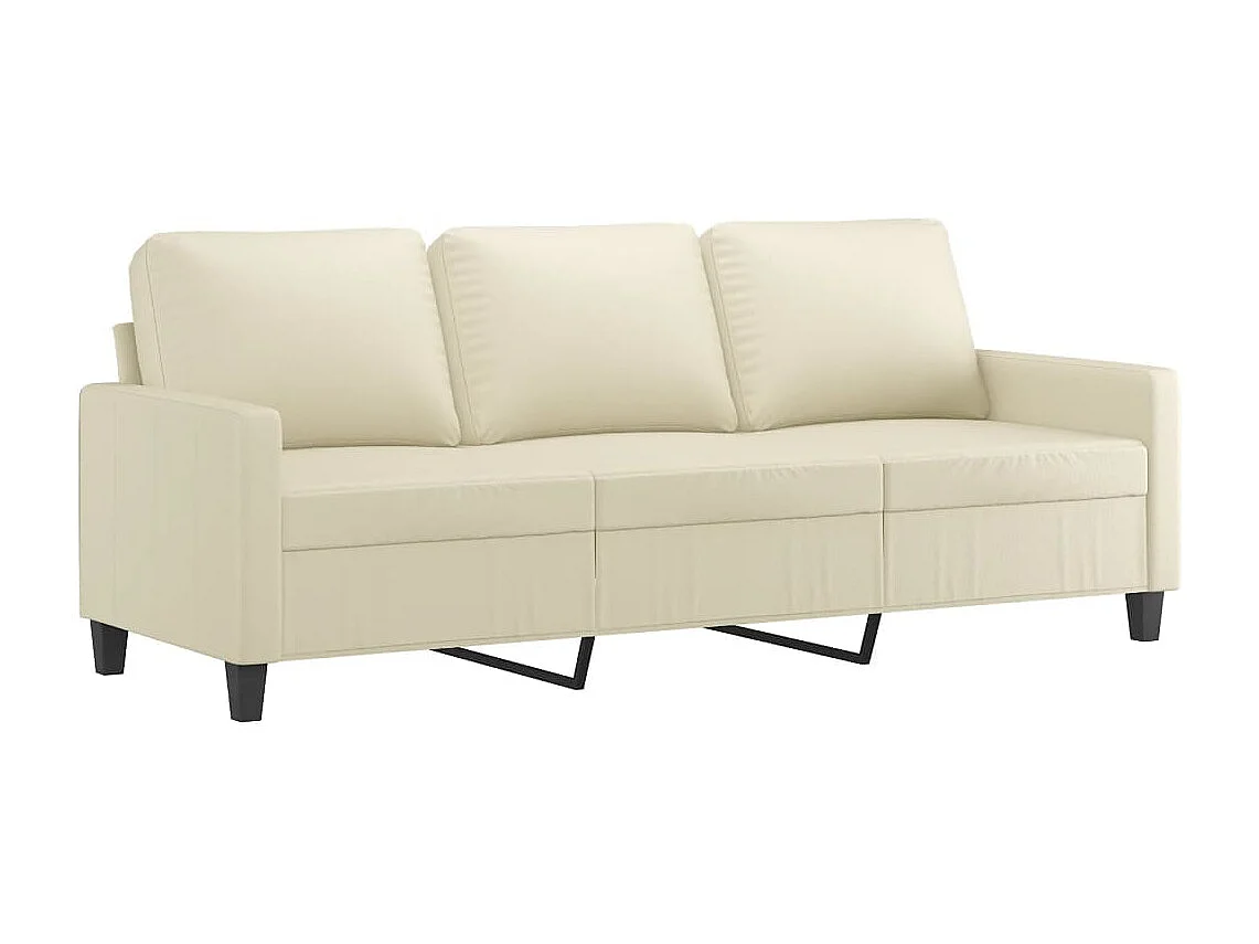 Driezitsbank 180 cm kunstleer crèmekleurig