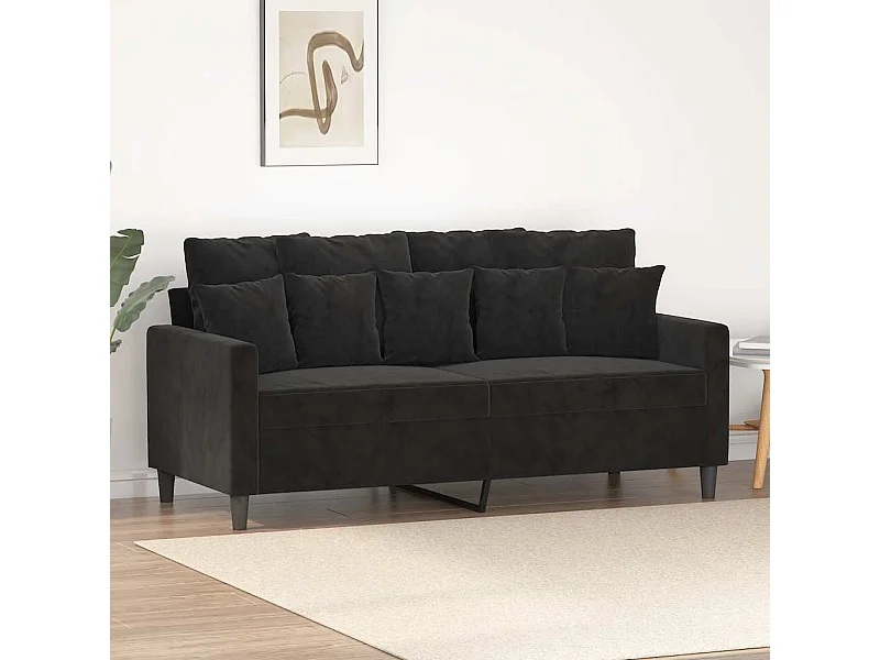 Sofá de 2 lugares veludo 140 cm preto
