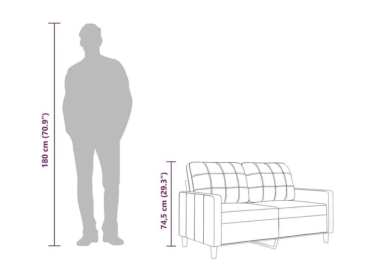 Sofá de 2 plazas de tela negro 140 cm