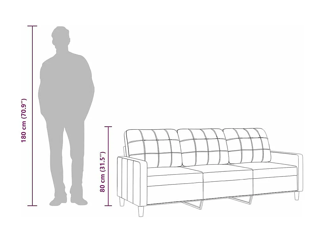 3-Sitzer-Sofa Dunkelgrau 180 cm Stoff