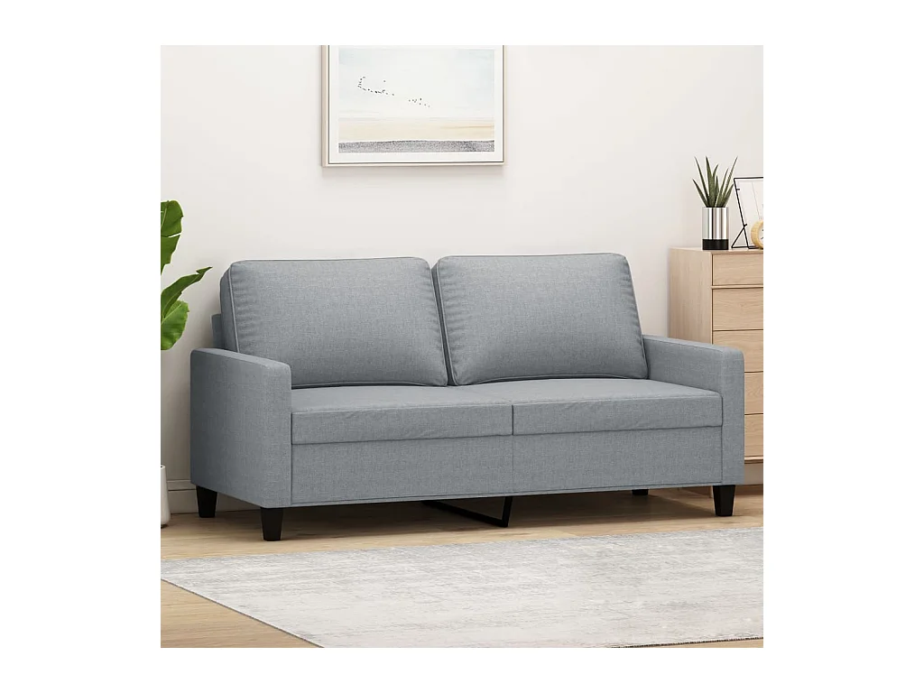 Canapé à 2 places Gris clair 140 cm Tissu