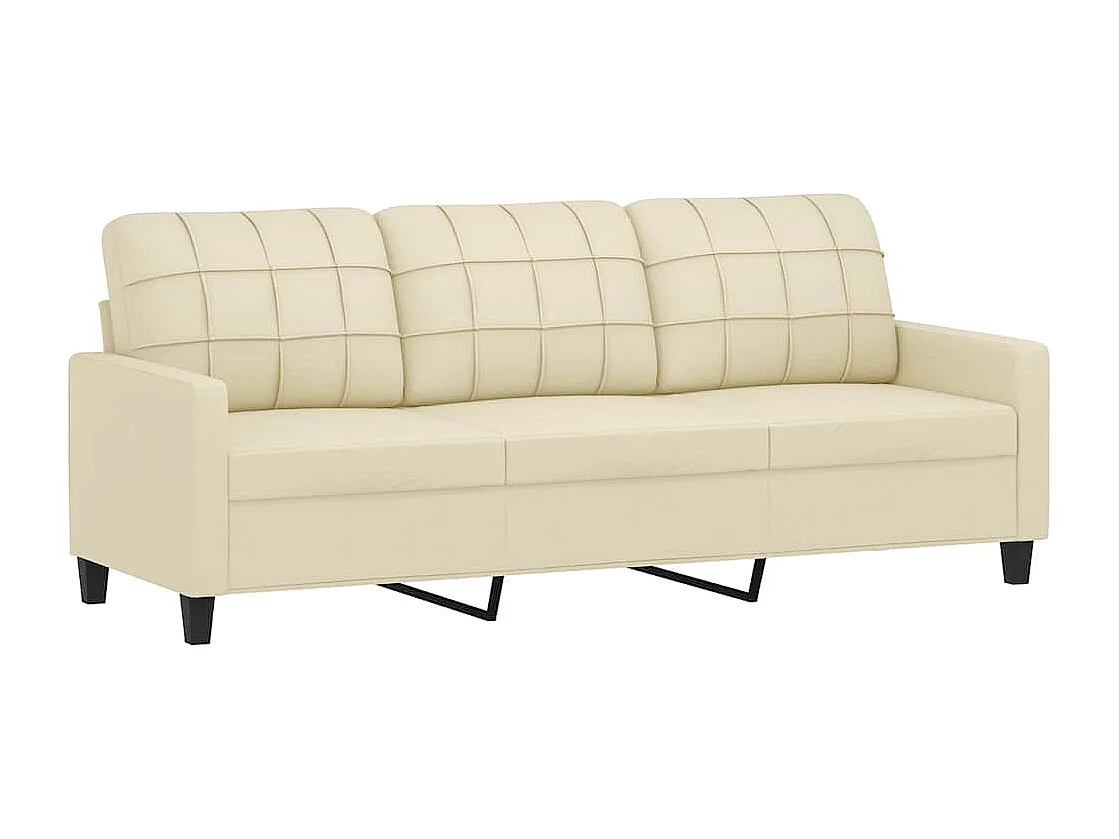 3-Sitzer-Sofa Creme 180 cm Kunstleder