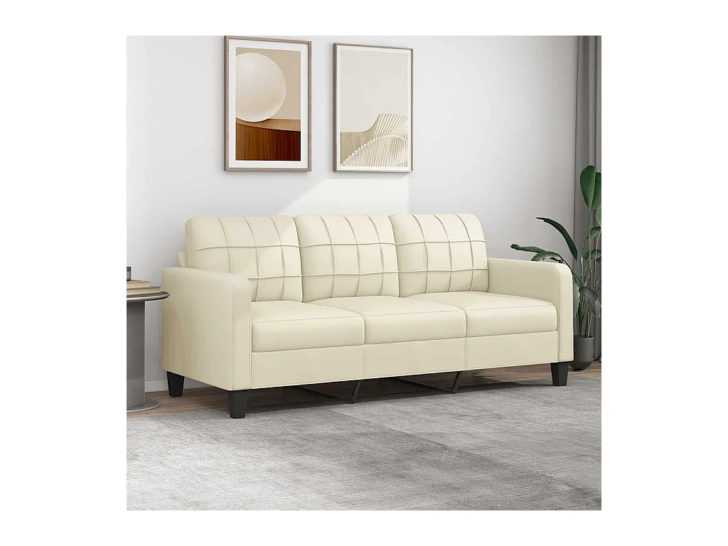 3-Sitzer-Sofa Creme 180 cm Kunstleder