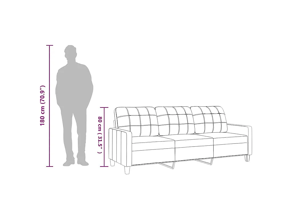 Driezitsbank 180 cm kunstleer crèmekleurig
