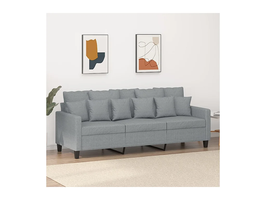Canapé à 3 places Gris clair 180 cm Tissu