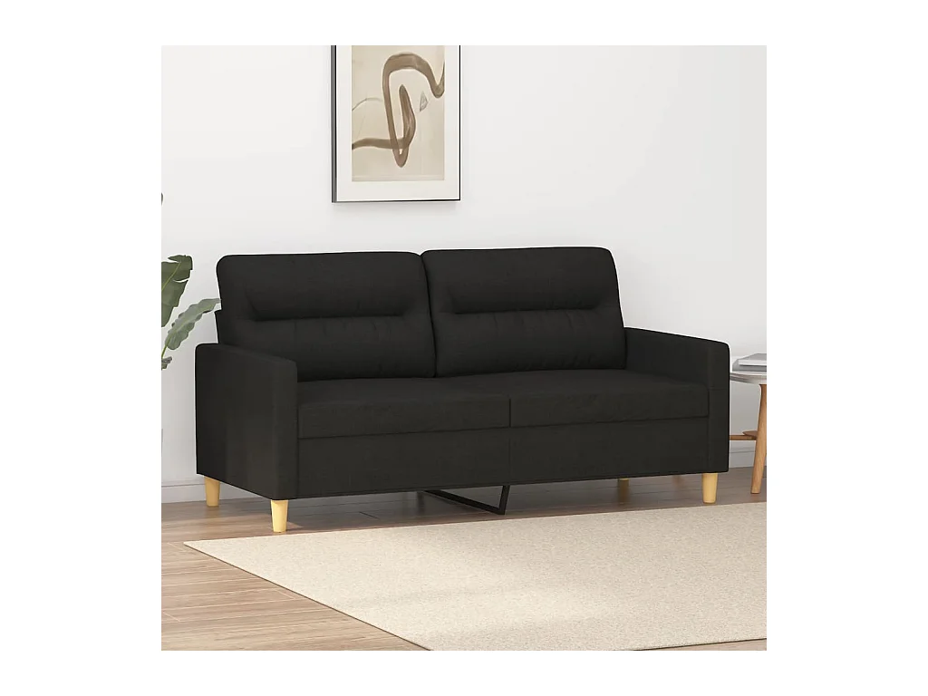Canapé à 2 places Noir 140 cm Tissu