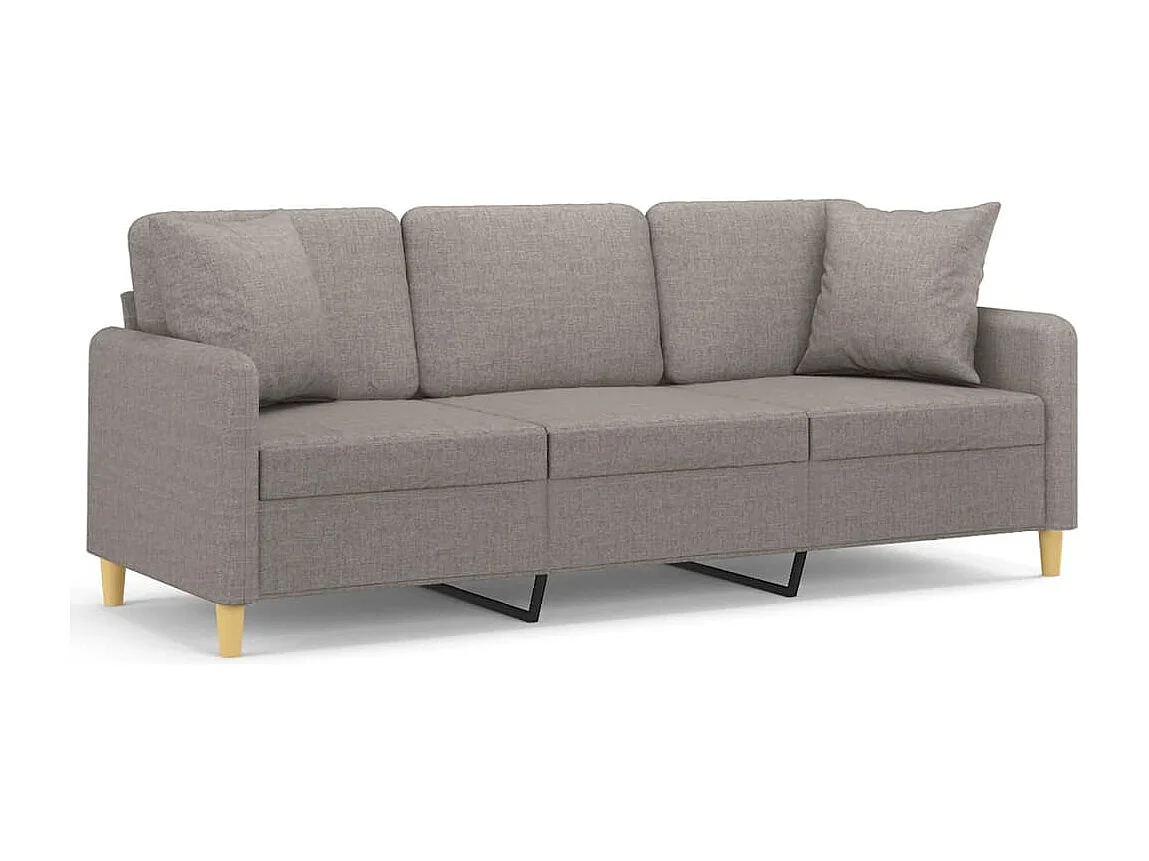 3-Sitzer-Sofa mit Zierkissen Taupe 180 cm Stoff