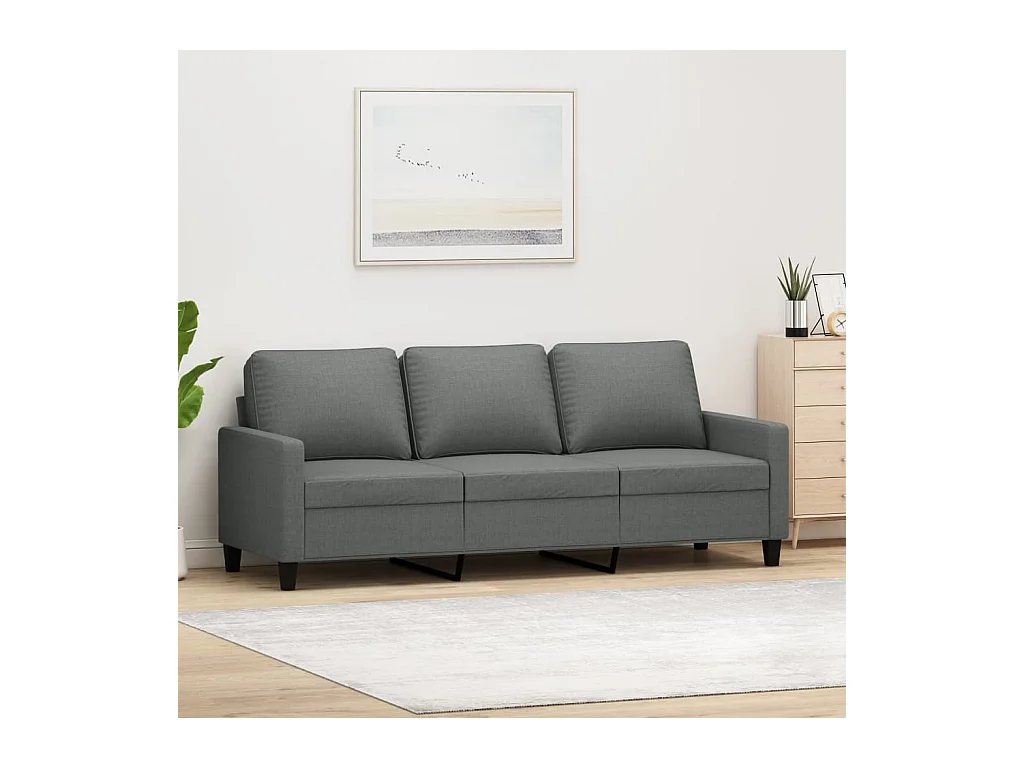 Canapé à 3 places Gris foncé 180 cm Tissu