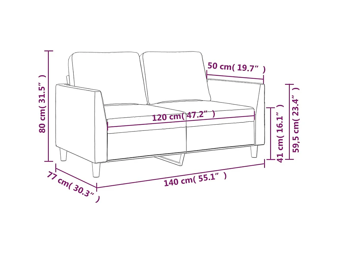 2-Sitzer-Sofa Creme 120 cm Kunstleder