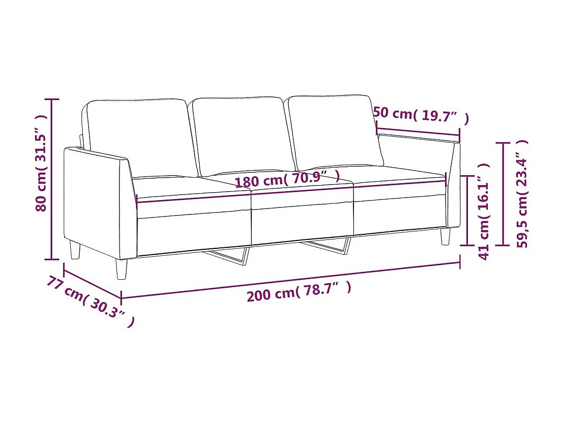 3-Sitzer-Sofa Weinrot 180 cm Kunstleder
