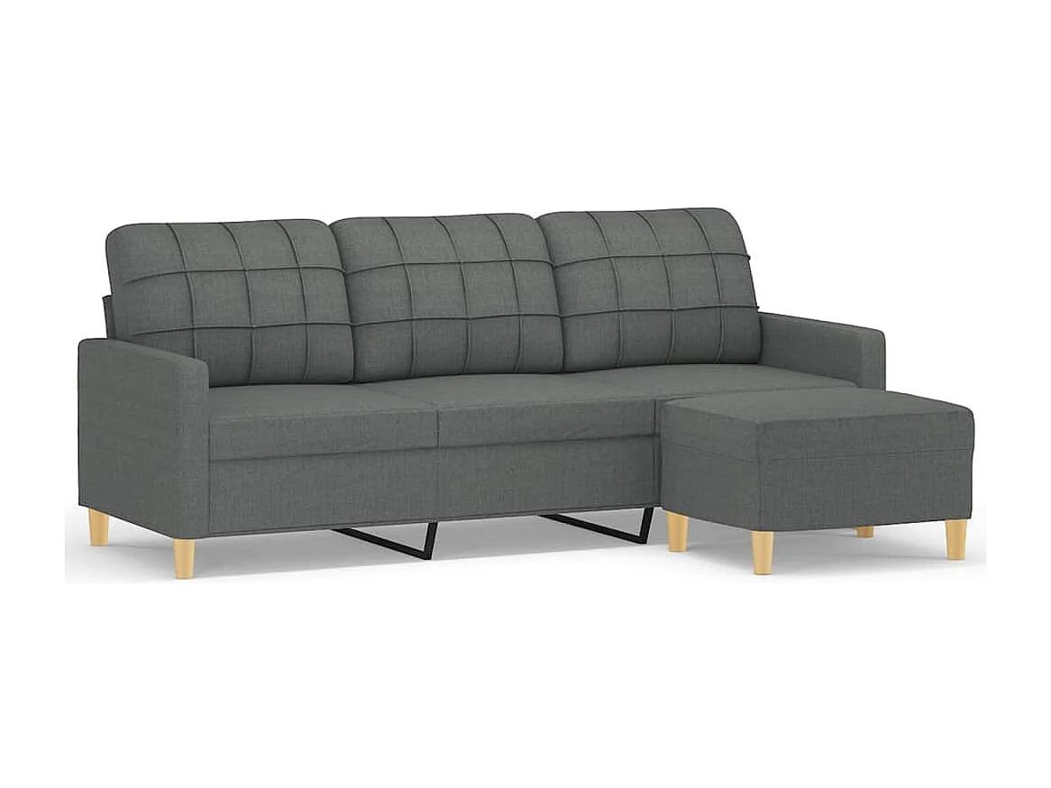 3-Sitzer-Sofa mit Hocker Dunkelgrau 180 cm Stoff
