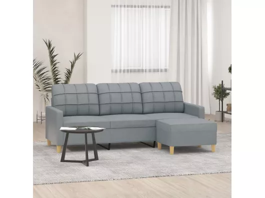 Kauf Unique 3-Sitzer-Sofa mit Hocker Hellgrau 180 cm Stoff