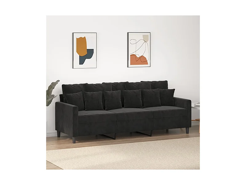 3-Sitzer-Sofa Schwarz 180 cm Samt