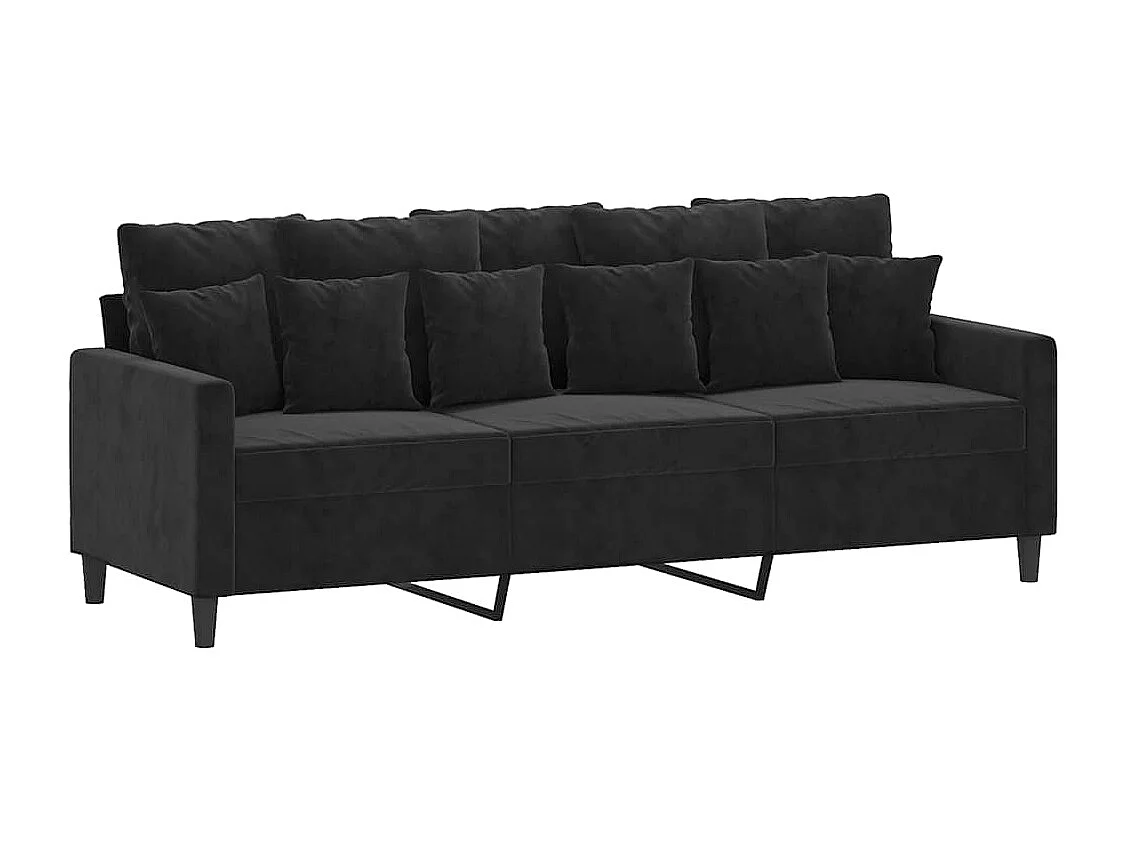 Driezitsbank 180 cm fluweel zwart