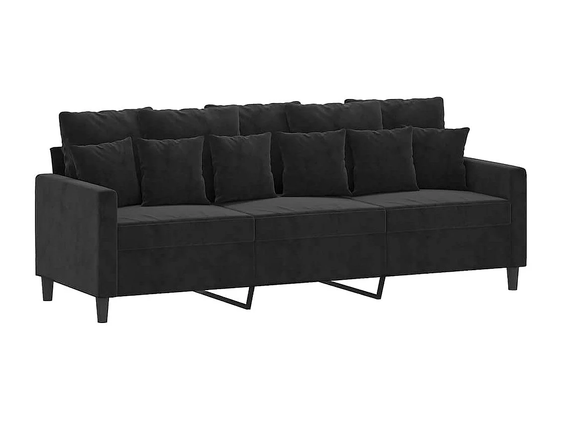 Canapé à 3 places Noir 180 cm Velours