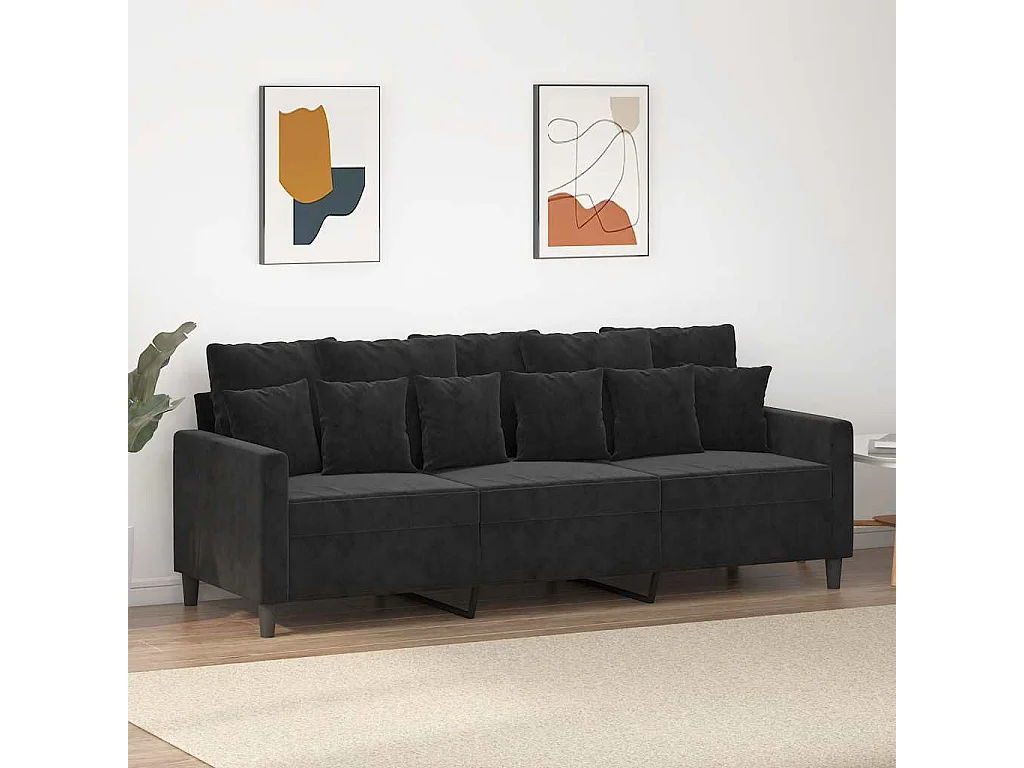Canapé à 3 places Noir 180 cm Velours