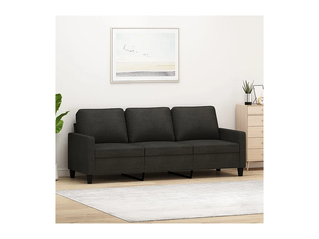 Canapé à 3 places Noir 180 cm Tissu