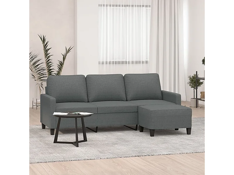 3-Sitzer-Sofa mit Hocker Dunkelgrau 180 cm Stoff